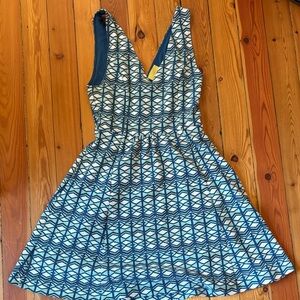 Maeve Blue and White Geometric Dress